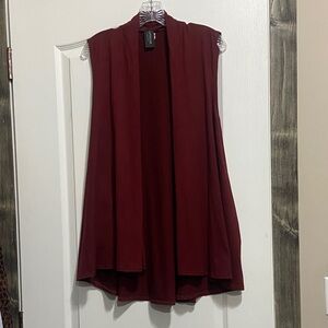 Sleeveless Burgundy Open Cardigan